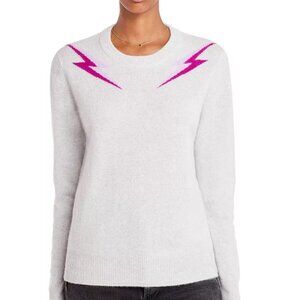 Aqua Gray Lightening Bolt Cashmere Crewneck Sweater